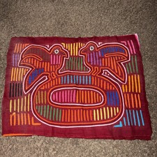 Vintage Kuna Mola Panama Folk Art Textile Handmade Two Birds 16
