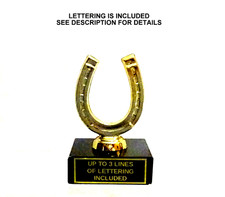 HORSESHOE TROPHY  BLACK  MARBLE   FREE LETTERING  KF picture