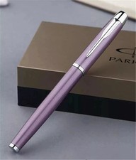 Good Parker IM Series Purple/Silver Clip Fine 0.5mm Nib Fountain Pen No Box picture