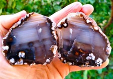 Mirror Polished Waterline Plume Agate Pair picture