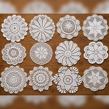 12Pcs/Lot 7-8inch White Vintage Hand Crochet Doilies Lace Doily Round Table Mats picture