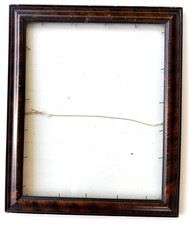 Antique 1800s solid tiger wood Picture Frame 19”x23 1/2” with glass picture