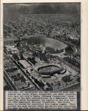 1959 Press Photo Aerial view of the construction of the Los Angeles Sports Arena picture