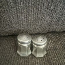 Pair Octagonal Salt & Pepper Shakers Marked PEWTER picture