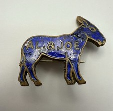 1928 AL & JOE Donkey Pin 1.53g Al Smith Campaign Blue Enamel Original C-Clasp  picture