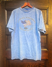 Vintage Harley-Davidson Blue Graphic T Mann's Columbus IN Lg picture