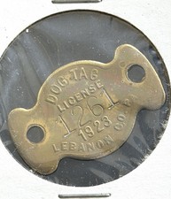 Antique 1923 LEBANON COUNTY PA #1261 Dog Tax Paid BOWTIE Shaped Pet License Dog picture