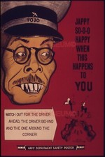 1942 WW2 USA AMERICA ANTI JAPAN TOJO WAR ARMY HAT SOLDIER  PROPAGANDA Postcard picture