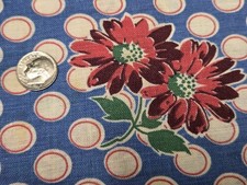 BEST Vintage Feedsack Flour Sack Fabric 40s Floral Polka Dots Blue Remnant Quilt picture