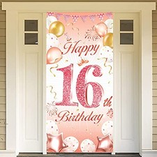 DPKOW Rose Gold 16th Birthday Decoration for Girl, Rose Gold Happy 16th Birth... picture