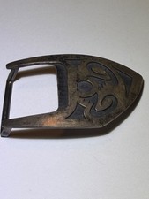 VINTAGE HOPI STERLING SILVER OVERLAY SHIELD BELT BUCKLE HOPICRAFTS M COOCHWIKVIA picture