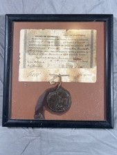1853 Georgia Land Grant Survey Plat Carroll County Wax Seal Antebellum picture