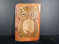 Vintage Wooden Carved Owl Handmade Wood Plaque Farmhouse Decor picture