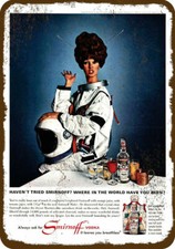 1966 SMIRNOFF Vodka & Astronaut Woman Vintage-Look DECORATIVE REPLICA METAL SIGN picture