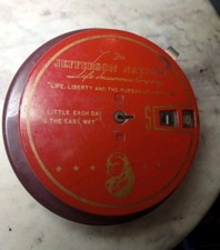 VINTAGE JEFFERSON National Life Insurance Company PENNY BANK,ANTIQUE,TIN picture