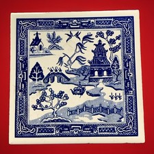 Vintage Blue Willow Pattern Trivet By Soriano Ceramics 6