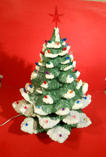 RARE VTG ALBERTA MOLDS 1978  FLOCKED,  LIGHT-UP CERAMIC CHRISTMAS TREE 21