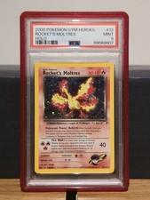 Rocket’s Moltres 012/132 Gym Heroes Holo 2000 English Pokémon TCG PSA 9 picture