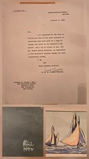 1934 Signed 70/500 Book American Cup Races Artist Jacques La Grange Wood Blocks  picture
