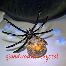 Natural Yooperlite Quartz hand Carved Spider skull crystal Reiki Gift Decor 1pc picture