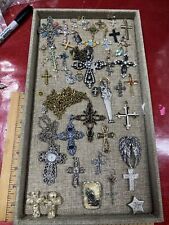Religious Lot Mixed Junk Drawer Jewelry Lot Vtg- Mod Charms, & More picture