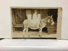 RPPC Postcard Girl Riding Donkey Williamsport PA Grove Street Vintage picture