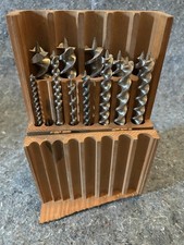 Vintage Russell Jennings 12 Pc AUGER BITS set No. 100 bits & Wood Box NICE picture