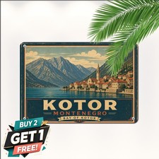 Scenic Kotor Old Town Coast Montenegro Travel Souvenir Metal Wall Tin Sign picture
