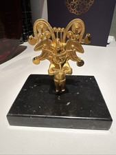 Vintage Pre-Columbian small statue 24k rolled gold From Museo Dorado picture