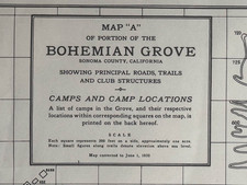 1935 Bohemian Grove Sonoma County California Map Russian River Monte Rio Vintage picture
