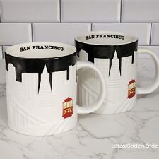 (2) Starbucks~ San Francisco~ Blk/Wht 3D Relief Collector Mugs ~ 2012~ 16oz picture