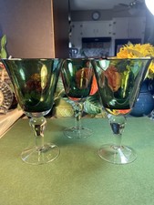 Beautiful Artland Glass Forrest Green Goblets Set Of 3 picture