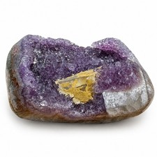 Deep Purple Amethyst Geode Cluster with Calcite - Natural Crystal Decor picture