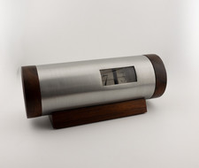 Arthur Umanoff for Howard Miller Vintage 1960s Rosewood Aluminum Flip Clock MCM picture