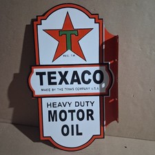 Texaco Motor Oil Porcelain Enamel Sign 24x14 Inches 2 Sided picture