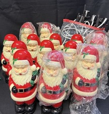 Vintage Christmas Santa Claus Blow Molds - 2 Sets Of 7 Santa Pathway Lighting picture