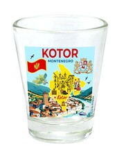 Kotor Montenegro Map and Attractions Collage Shot Glass picture
