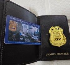 NYPD Sergeant Family Member Wallet With Mini Badge Replica And A PBA Card 2026. picture