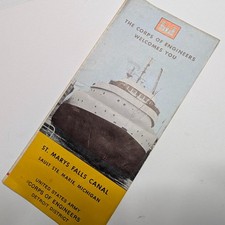 1954 Sault Ste Marie MI St Marys Falls Canal Soo Locks Army Corps Brochure Map picture