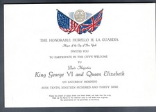 1939 NYC Royal Visit Invitation King George VI & Queen Elizabeth......PK072726AU picture