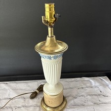 Vintage 1950’s Wedgwood Queensware White/Blue Grapevine Pattern Table Lamp picture