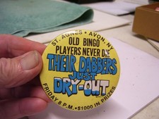 Vintage St. Agnes, Avon NY Bingo Pinback Button picture