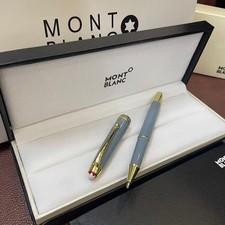 New Montblanc Meisterstuck 163 Rollerball Pen Light Blue/Gold Trim w/ Gift Box picture