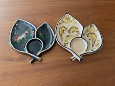 Two Vintage Mexico 1940's Tlaquepaque Divided Dish Tray Tourist Folk Art picture