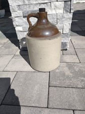 Vintage Glazed Two-tone Liquor Jug 1.25 Gallon With Original Cork picture