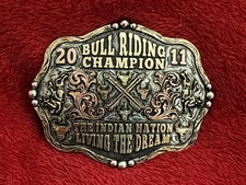 Indian Bull Riding X~Treme Rodeo Champion Trophy Buckle☆Indian Nation☆2011☆963 picture