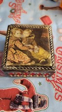 Vtg Lacaux Renoir Silk Top Trinket Jewelry Box Square Children Cornelius De Vos picture