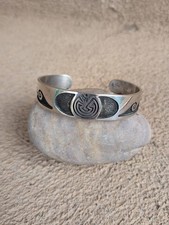 Vintage Signed Hopi Sterling Silver Overlay Cuff Bracelet by Master Silversmith picture