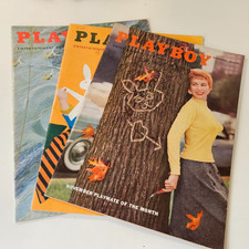 3 Diff Vintage 1955 Crisp Issues Playboy Magazines Vol. 2 No. 4, 8 & 11 picture