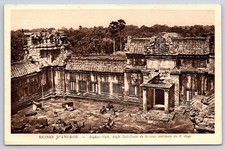 Antique Cambodia Postcard SIEM REAP Angkor Wat Inner Court 1920s picture
